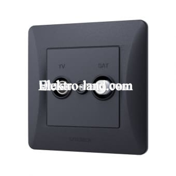Розетка TV+SAT телевизионная концевая черный графит Videx Binera 
